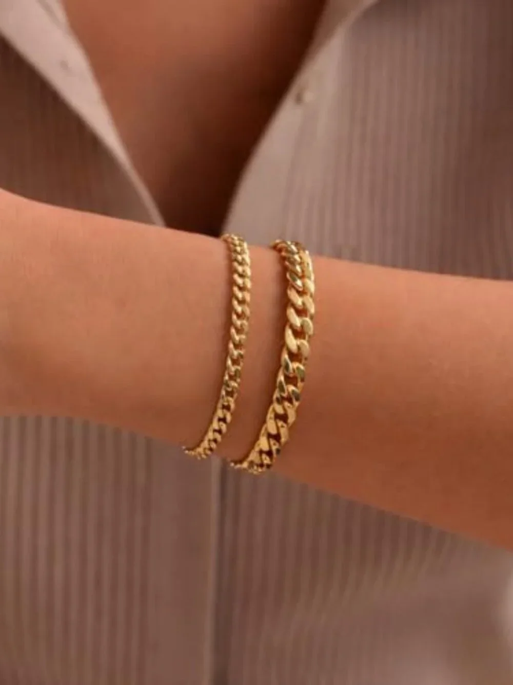 Gold Bracelets for Women Chunky 14K Gold/Silver Plated Bracelet